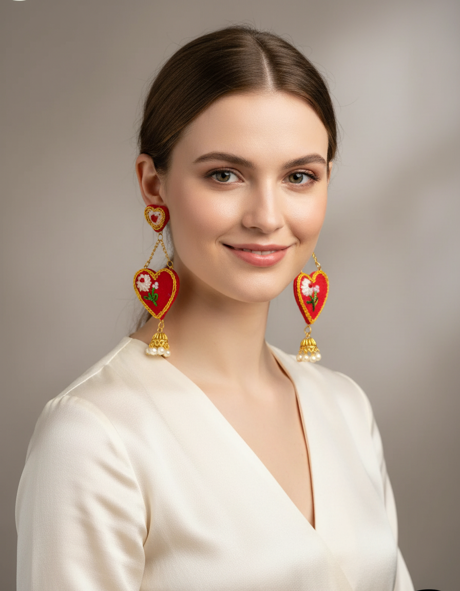 Hot Red Hearts Earrings