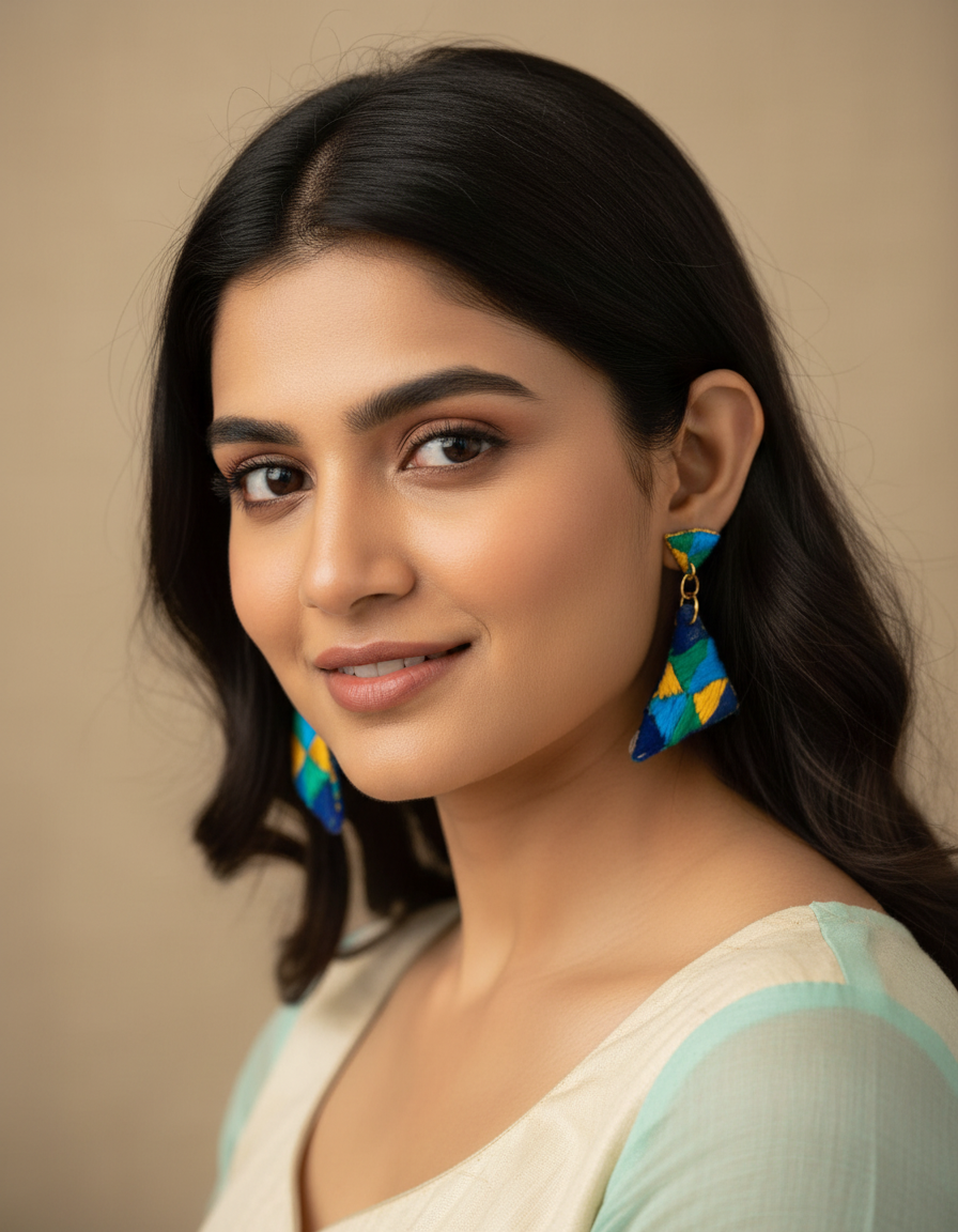 Multi colour Triangle Earrings