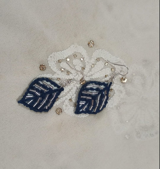 Blue Leaf Earrings
