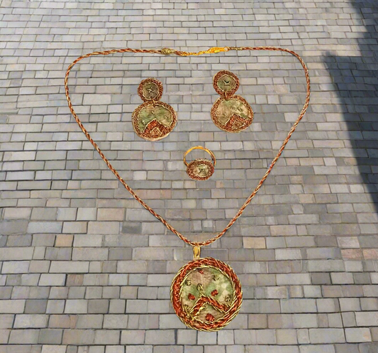 Copper and Golden Necklace Set