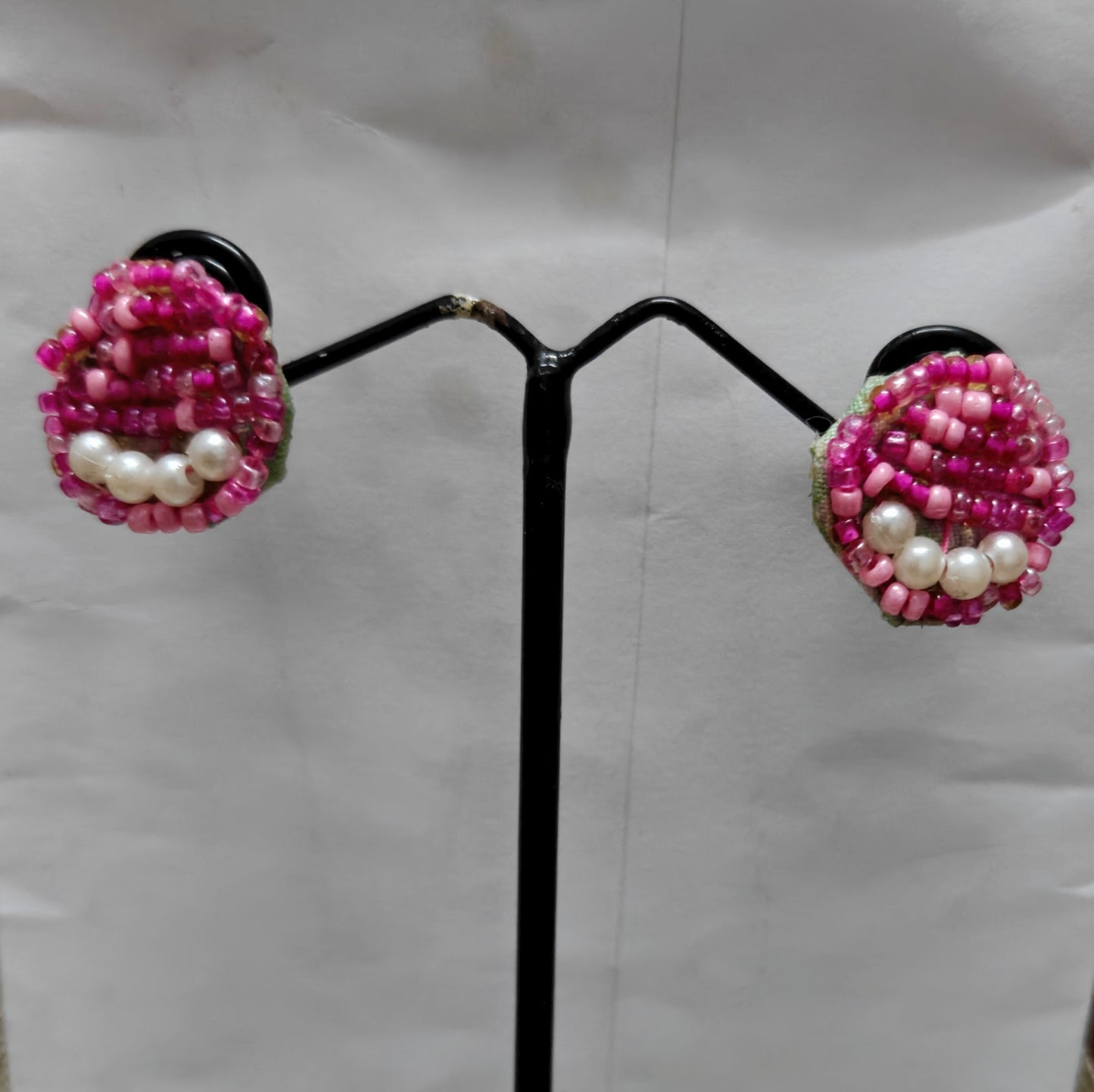 Handmade Pink Beaded Studds