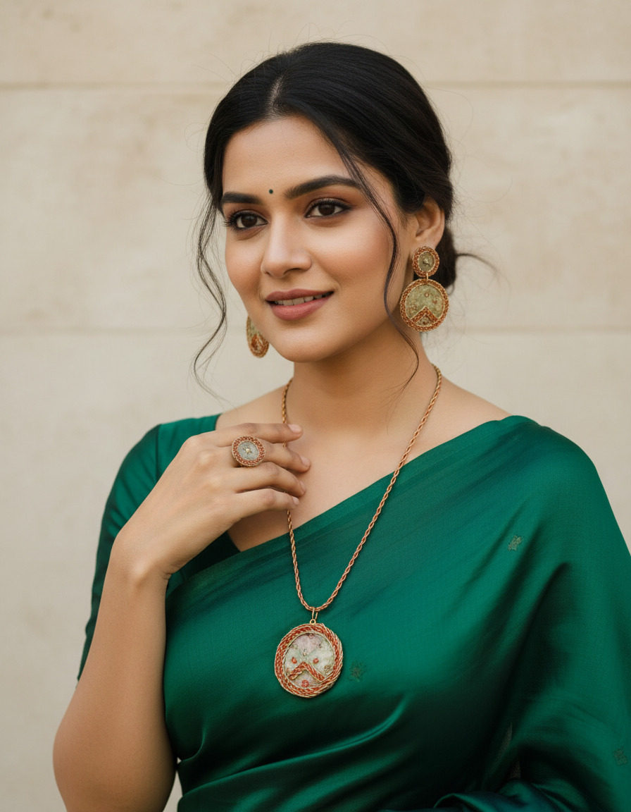 Copper and Golden Necklace Set