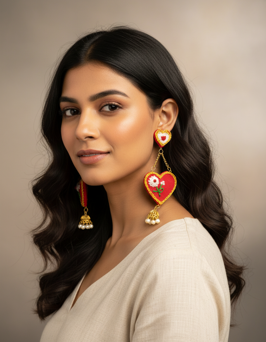 Hot Red Hearts Earrings