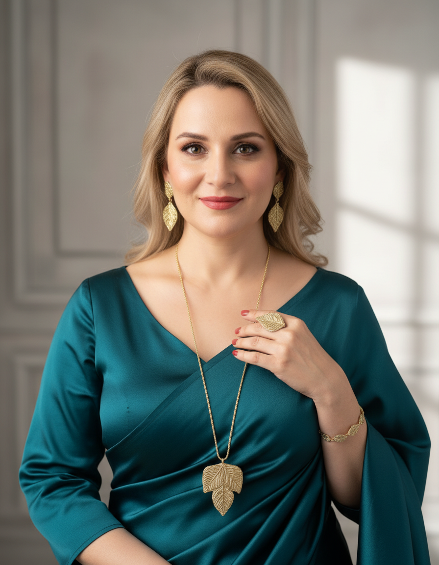 Golden Leaf Pendent Set