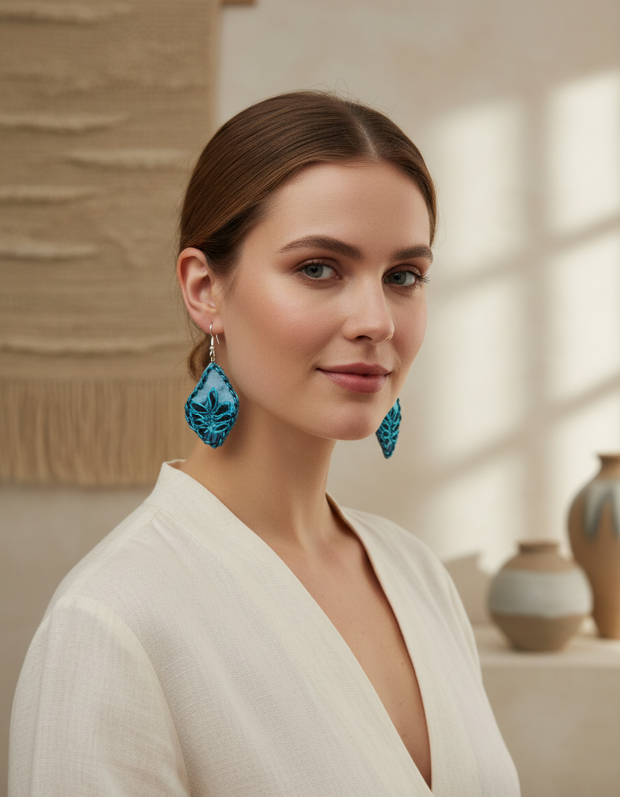 Blue and Black Earrings