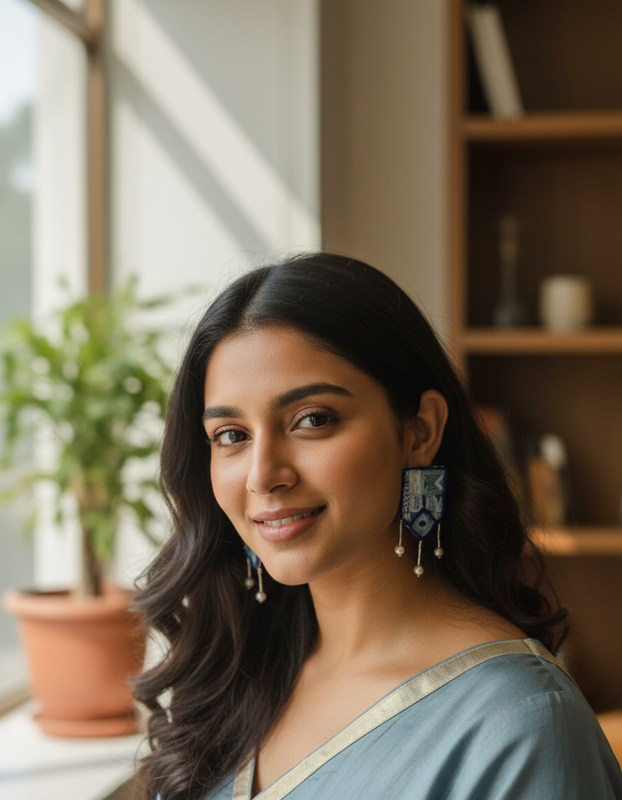 Half Diamond Shape Earrings