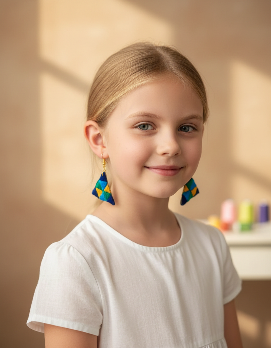 Multi colour Triangle Earrings