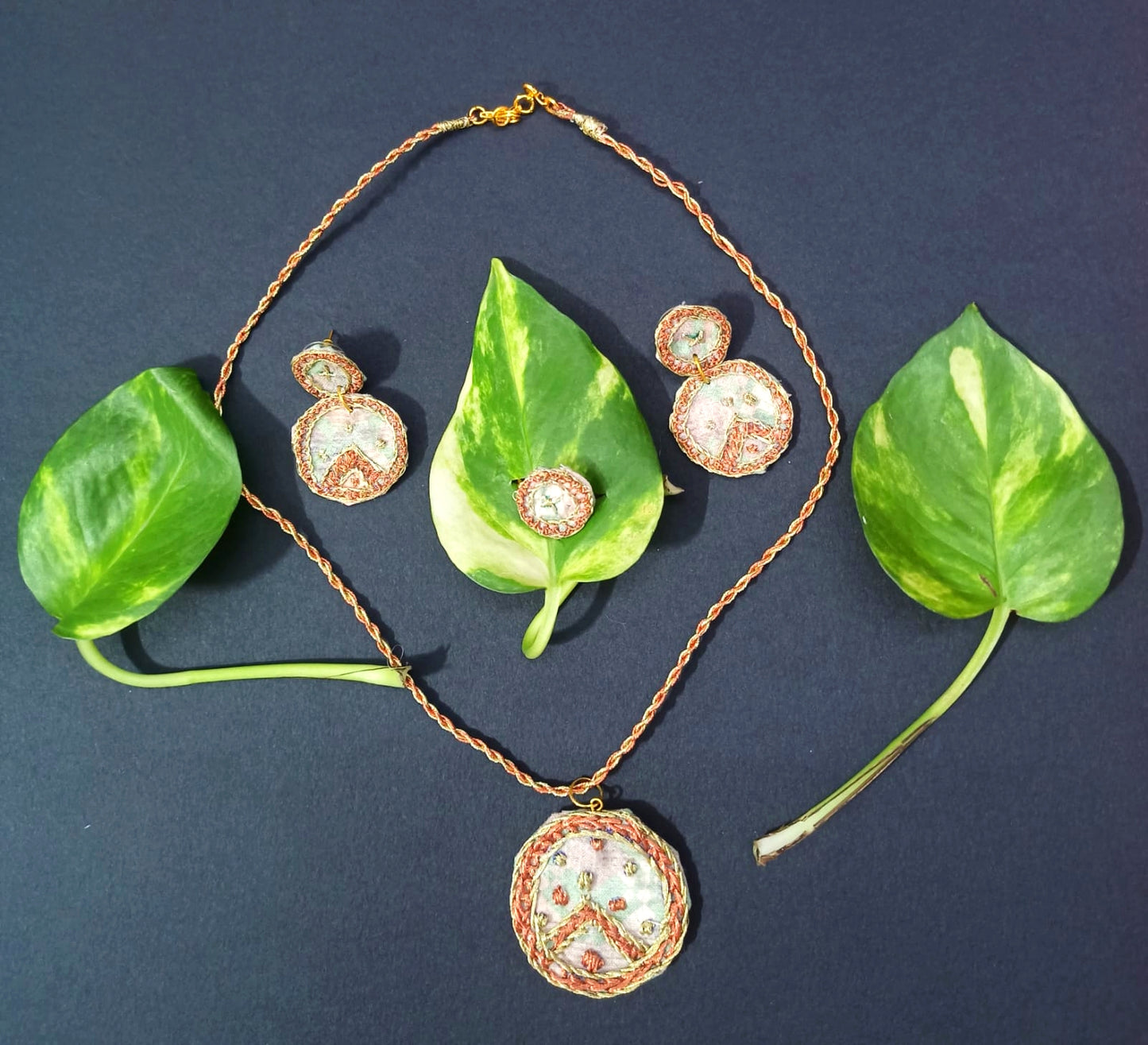 Copper and Golden Necklace Set