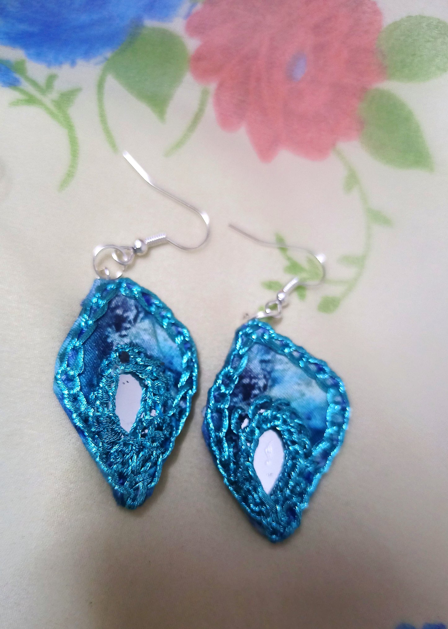 Blue Earrings with Glass
