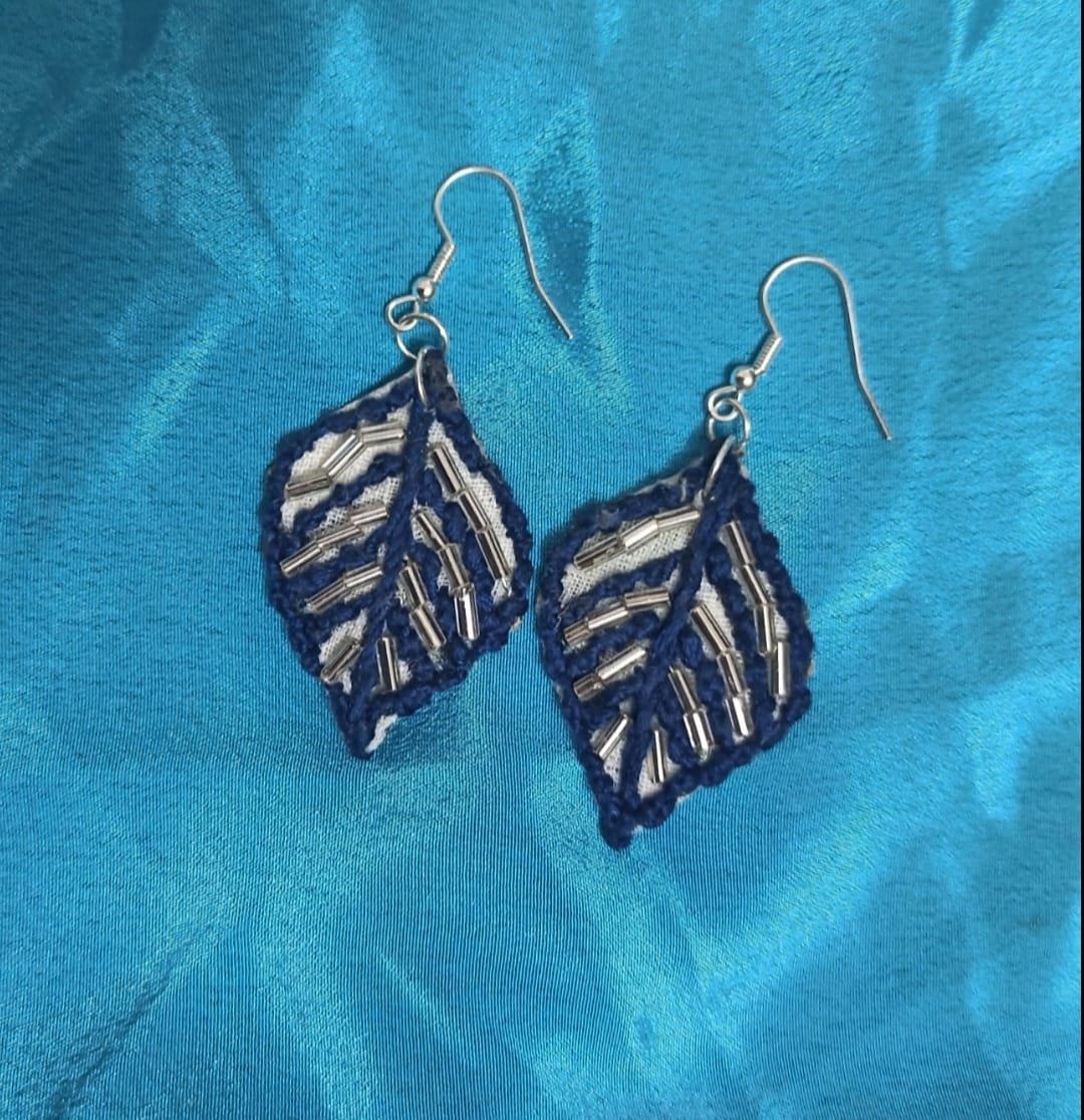 Blue Leaf Earrings