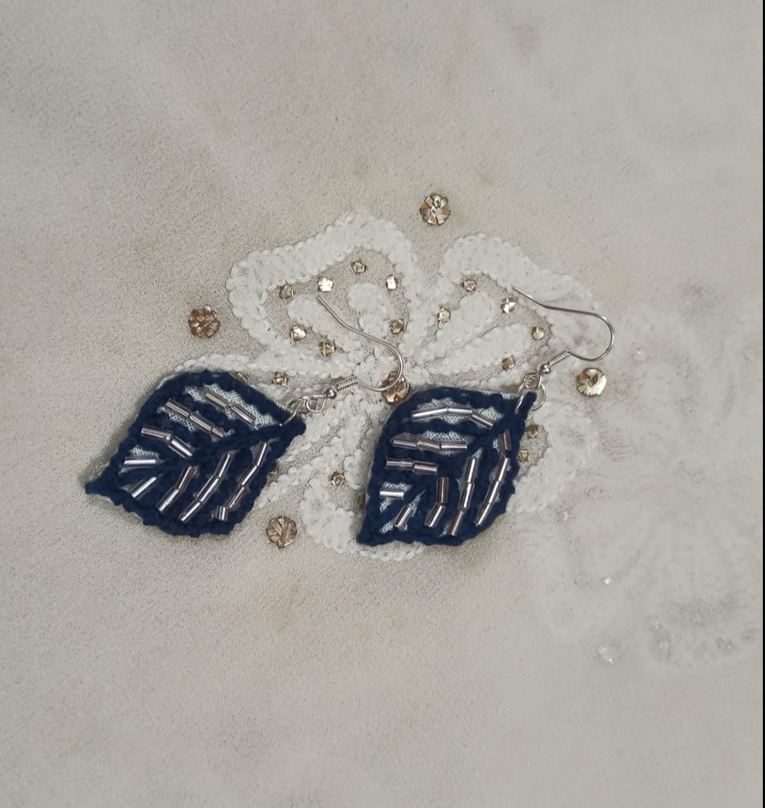Blue Leaf Earrings