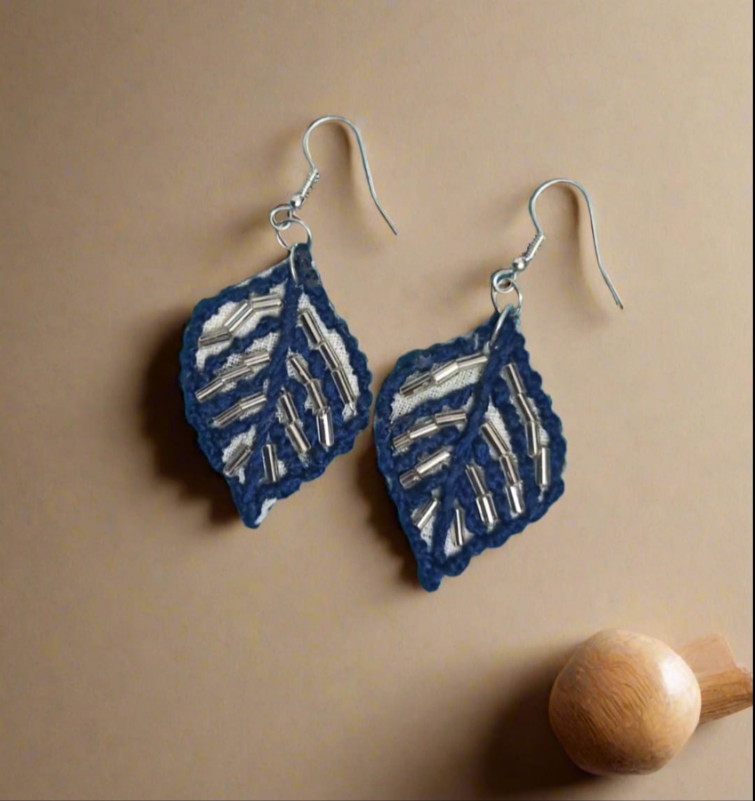 Blue Leaf Earrings