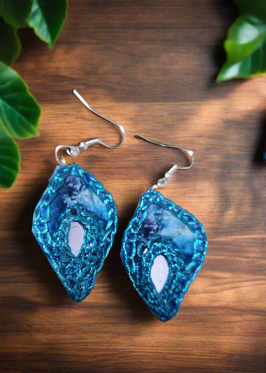 Blue Earrings with Glass