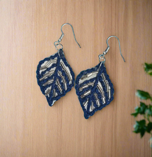 Blue Leaf Earrings