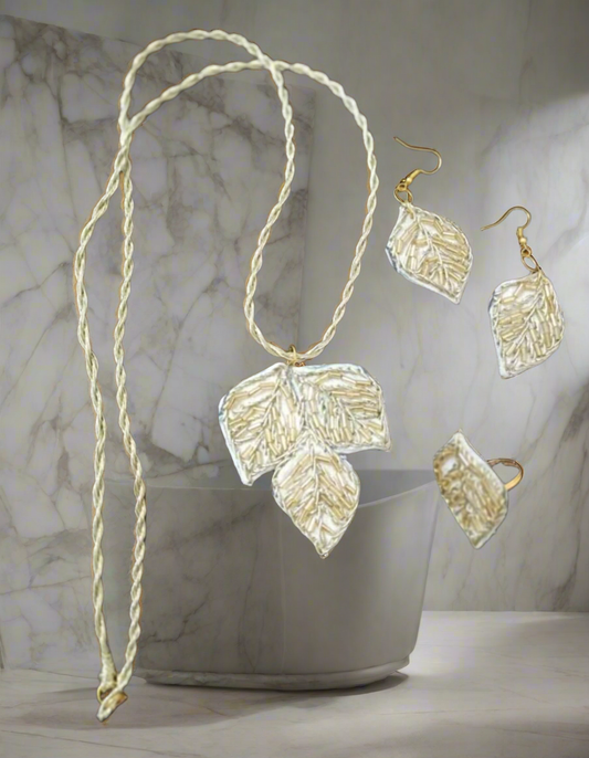 Golden Leaf Pendent Set