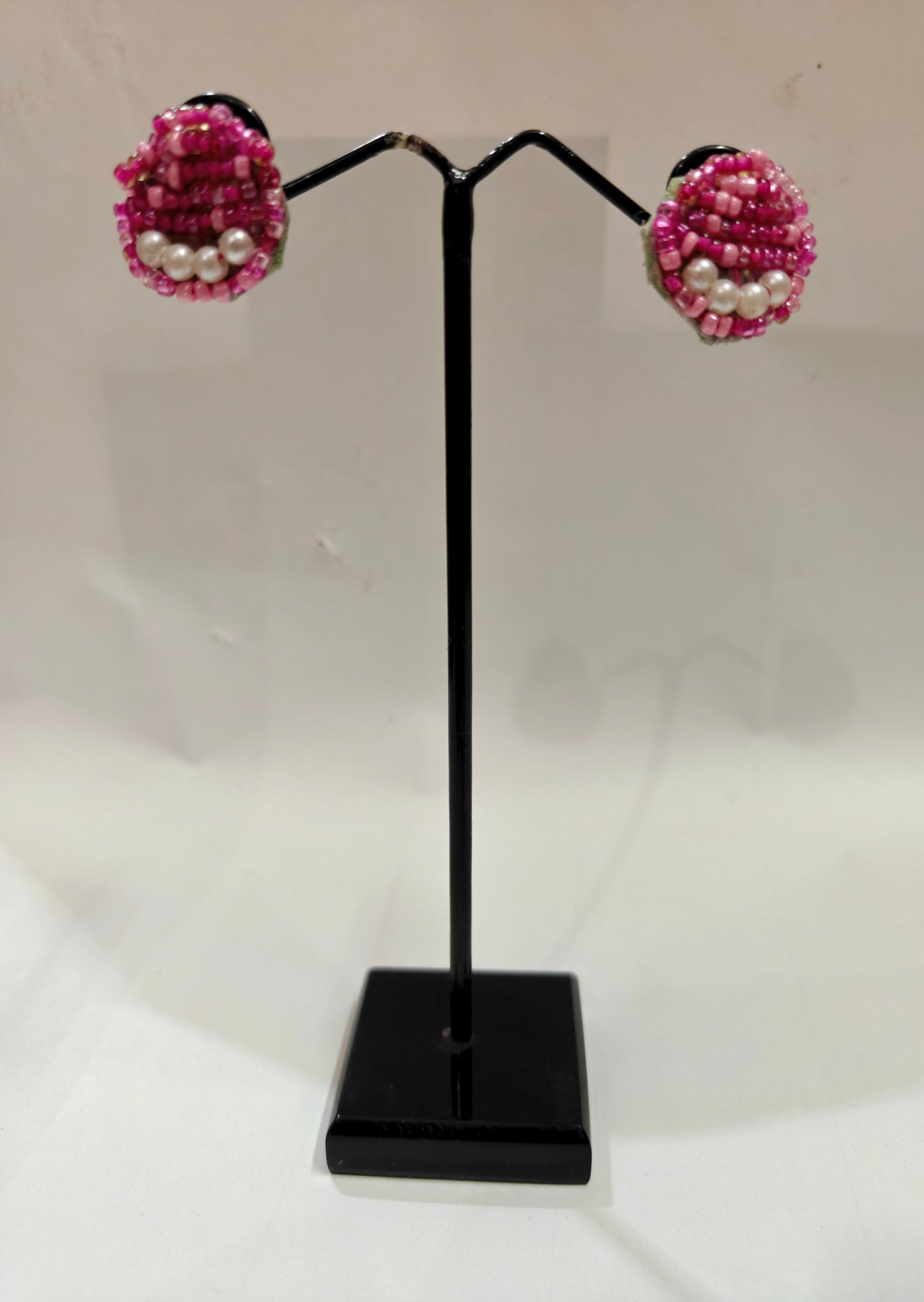 Handmade Pink Beaded Studds