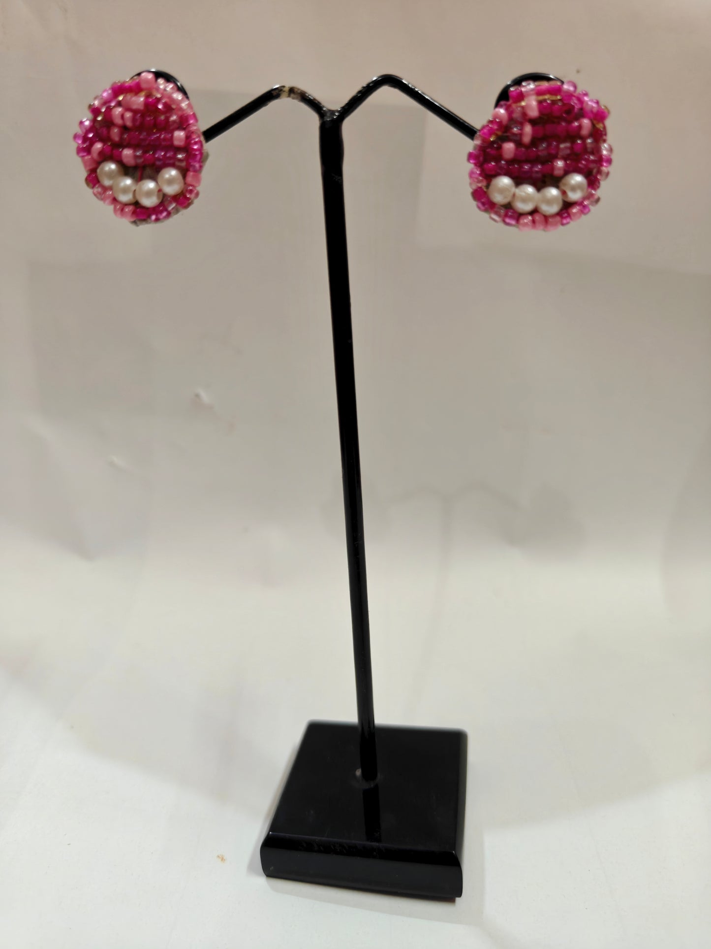 Handmade Pink Beaded Studds